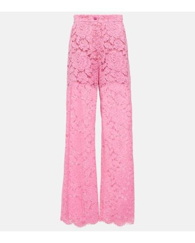 Dolce & Gabbana Floral Lace Pants - Pink