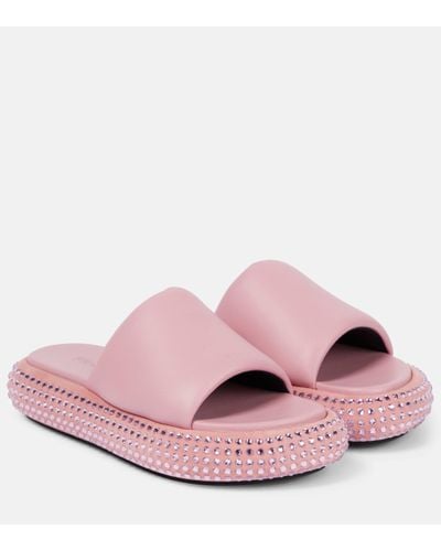 JW Anderson Embellished Leather Platform Sandals - Pink