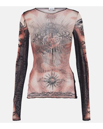 Jean Paul Gaultier Tattoo Collection Tulle Top - Pink