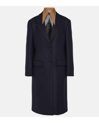 Prada Wool Collar-detail Coat - Blue