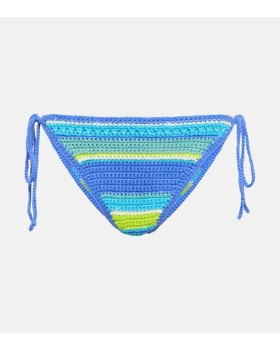Ganni Cotton Crochet Bikini Bottoms - Blue
