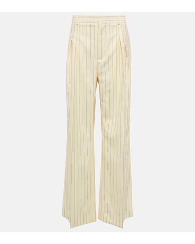 Jean Paul Gaultier Striped High-rise Wide-leg Pants - Natural