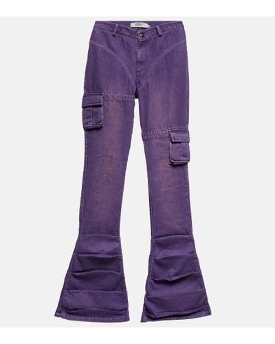 DIDU Jeans flared arricciati - Viola