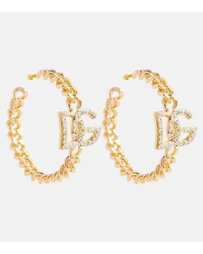 Dolce & Gabbana Logo Embellished Earrings - Metallic