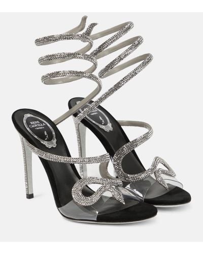 Rene Caovilla Snake Embellished Sandals 105 - Black