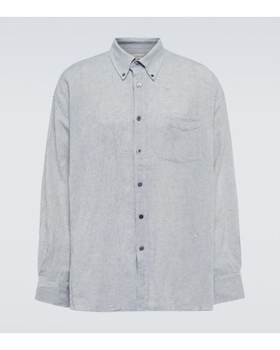 Our Legacy Borrowed Cotton And Linen Shirt - Blue