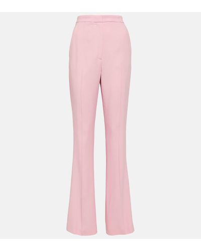 Alexander McQueen High-rise Crepe Flared Trousers - Pink