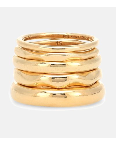 Bottega Veneta Set di 5 anelli Essentials in argento bagnati in oro 18kt - Metallizzato