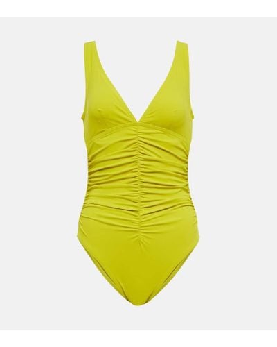 Karla Colletto Ruched Swimsuit - Yellow