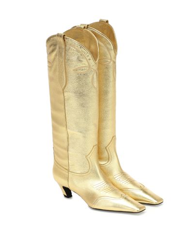 Khaite Dallas Leather Western Boots - Metallic