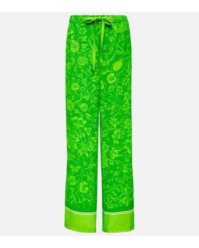 Gucci Pantalon ample a fleurs - Vert