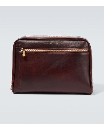 Brunello Cucinelli Leather Toiletry Bag - Brown