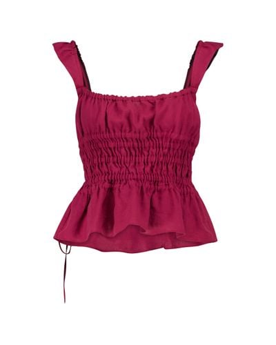 Brock Collection Top Silvia en lin - Rouge