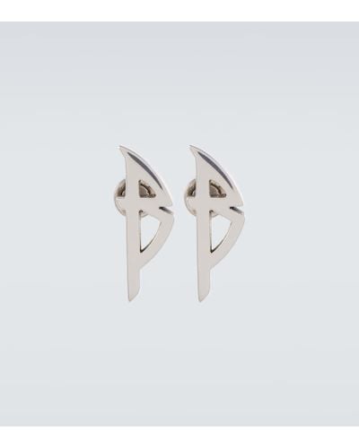 Balenciaga Typo Logo Earrings - White