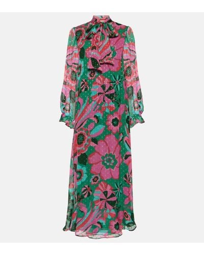 RIXO London Vestido largo Ferne de georgette floral - Multicolor