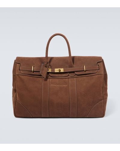 Brunello Cucinelli Country Leather Duffel Bag - Brown