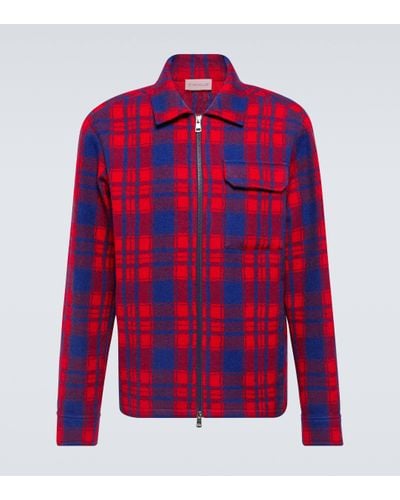 Moncler Checked Wool Overshirt - Red