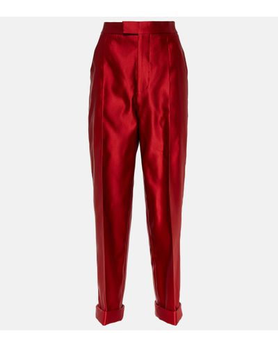 Tom Ford Pantalon en satin de soie - Rouge