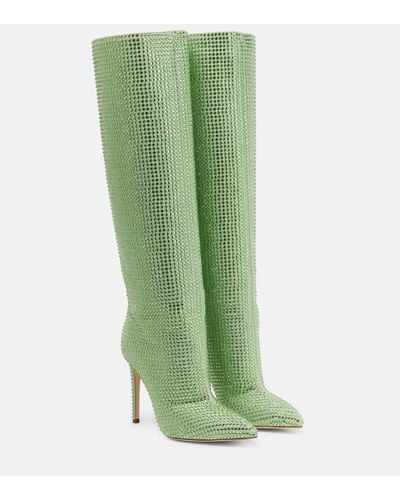 Paris Texas Holly Embellished Leather Knee-high Boots - Green