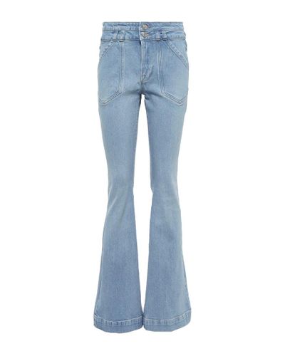 FRAME Double Button Flare High-rise Jeans - Blue