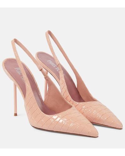 Paris Texas Lidia Leather Slingback Court Shoes - Pink