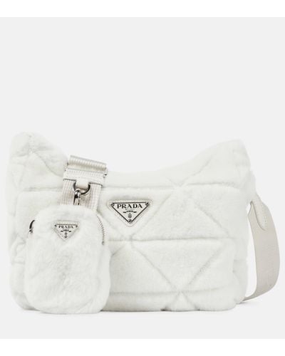 Prada Re-edition 2000 Quilted Shearling Shoulder Bag - White