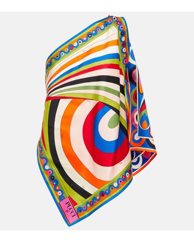 Emilio Pucci Top asymetrique imprime en soie - Multicolore