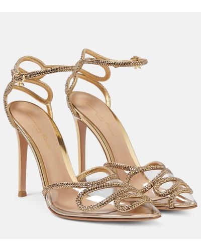 Gianvito Rossi Embellished Leather And Pvc Sandals - Metallic