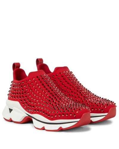 Christian Louboutin Spike Sock Sneakers - Red