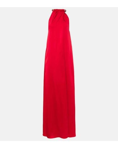 Stella McCartney Embellished Halterneck Satin Gown - Red