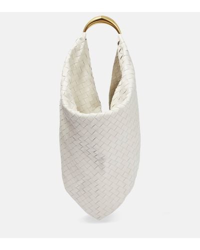 Bottega Veneta Foulard Intrecciato Leather Shoulder Bag - White