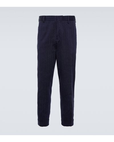Dries Van Noten Philip Pinstripe Straight Trousers - Blue
