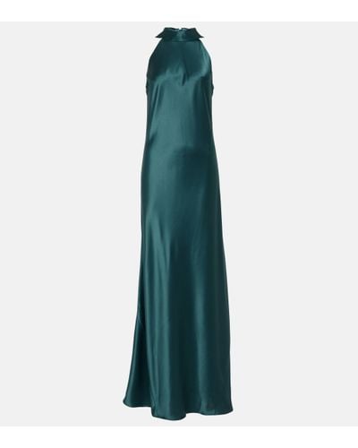 Galvan London Robe longue Sienna en satin - Vert