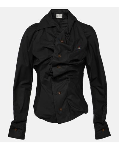 Vivienne Westwood Gathered Cotton Poplin Shirt - Black