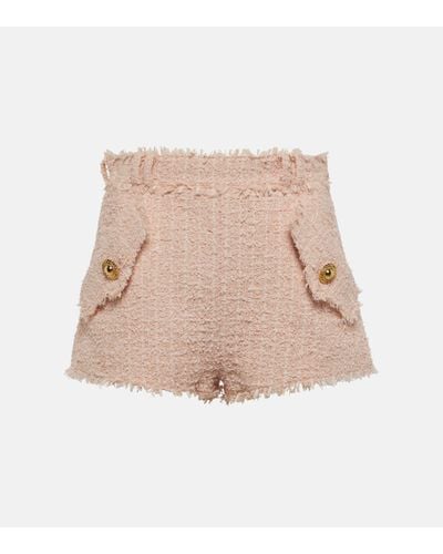 Balmain High-rise Tweed Shorts - Natural