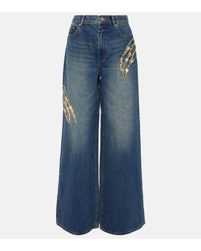 Area Jeans Claw con cut-out e decorazioni - Blu