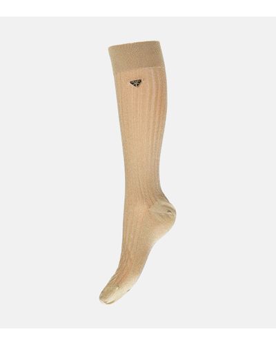 Prada Logo Mid-calf Sheer Socks - White