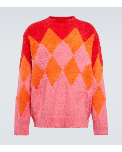 Sacai Jacquard Cotton Sweater - Pink