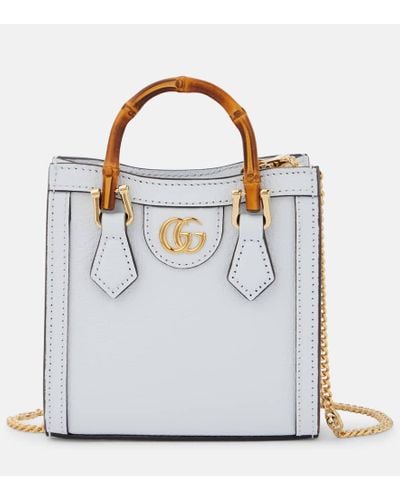 Gucci Diana Mini Leather Tote Bag - White