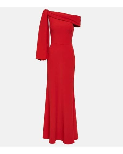 Alexander McQueen One-shoulder Draped Crepe Gown - Red
