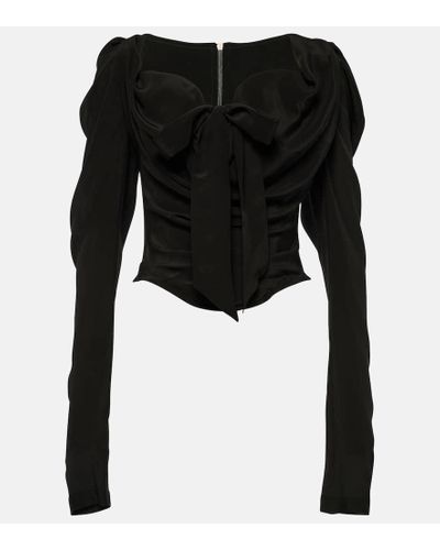 Vivienne Westwood Top de seda con lazada - Negro