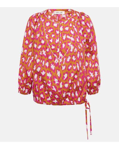 Diane von Furstenberg Top Juliette de algodon estampado - Rojo