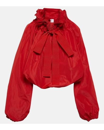 Patou Blusa de crepe con volantes - Rojo