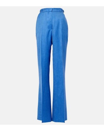 Gabriela Hearst Pantalones flared Vesta de lana, seda y lino - Azul