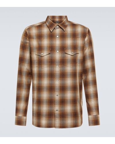 Tom Ford Checked Cotton Western Shirt - Brown