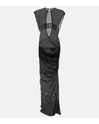 Jean Paul Gaultier Vestido largo de malla bordado - Negro