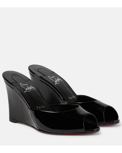 Christian Louboutin Me Dolly Zeppa Patent Leather Sandals - Black
