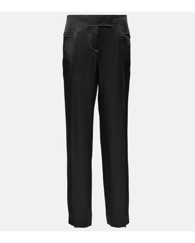 Tom Ford Pantalones rectos de saten - Negro