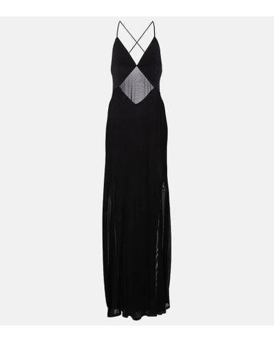 STAUD Fleur Mesh-paneled Jersey Gown - Black