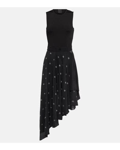 Givenchy Vestido midi 4G de seda asimetrica - Negro